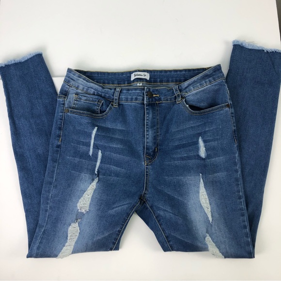 Between Us Distressed Light Wash Blue Jeans Size 18 - Picture 6 of 13